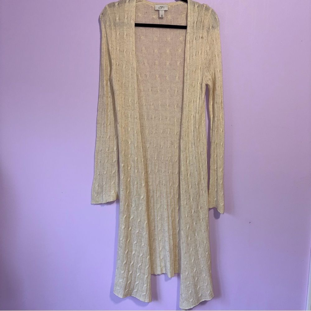 Ann Taylor Loft Cottagecore Fairy Cable Knit Y2K Duster Cardigan Sweater Women M